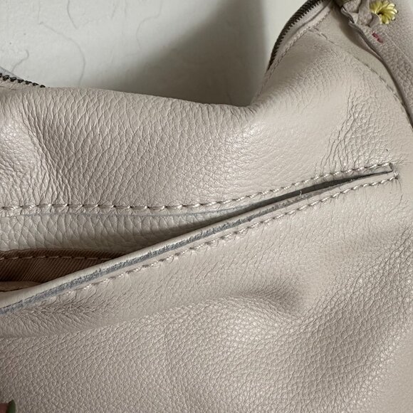 The Sak Sequoia Leather Hobo Bag Cream Embroidered Flowers Floral Purse - Picture 10 of 11